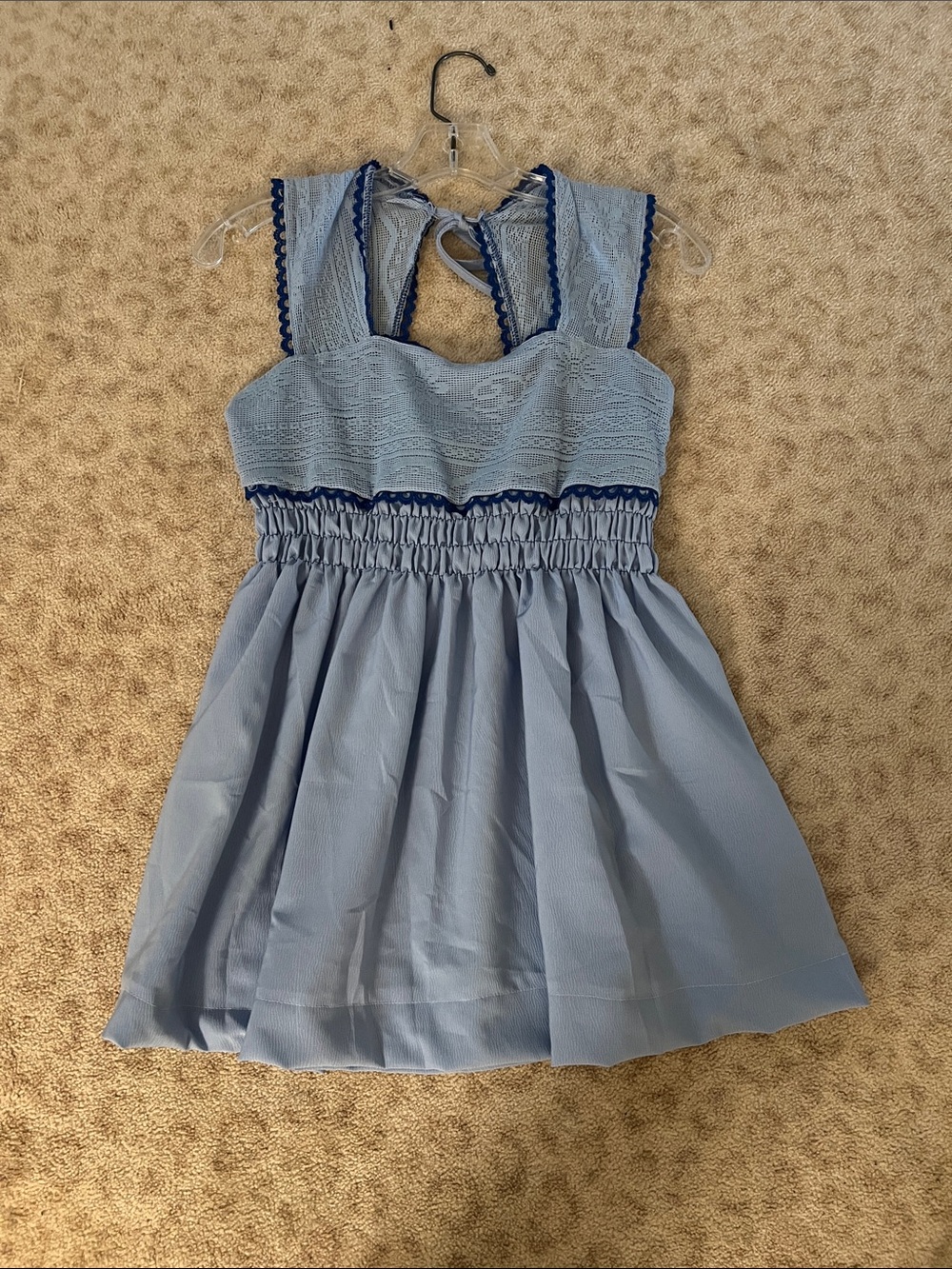 Light Blue Womens Smocked Waist Summer Dress